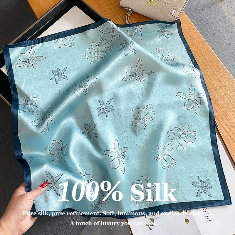 Vintage Fashion Hijab - 53x53cm Small Square 100% Real Silk