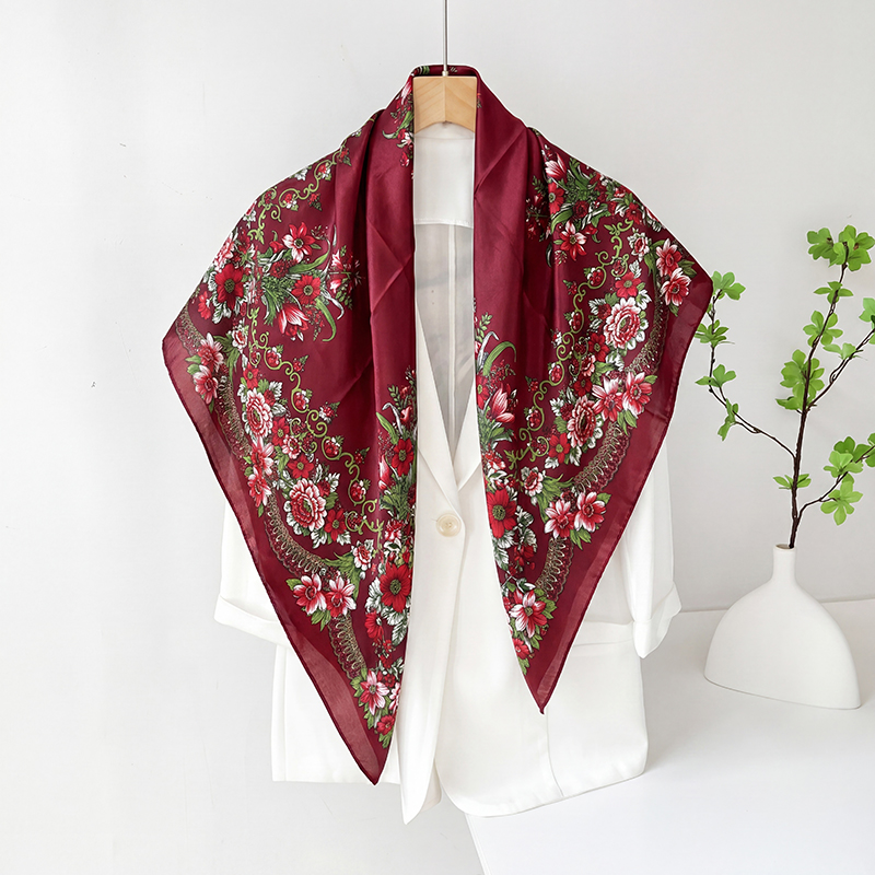 Vintage Fashion Hijab - Vintage Satin Square Scarf Women Summer
