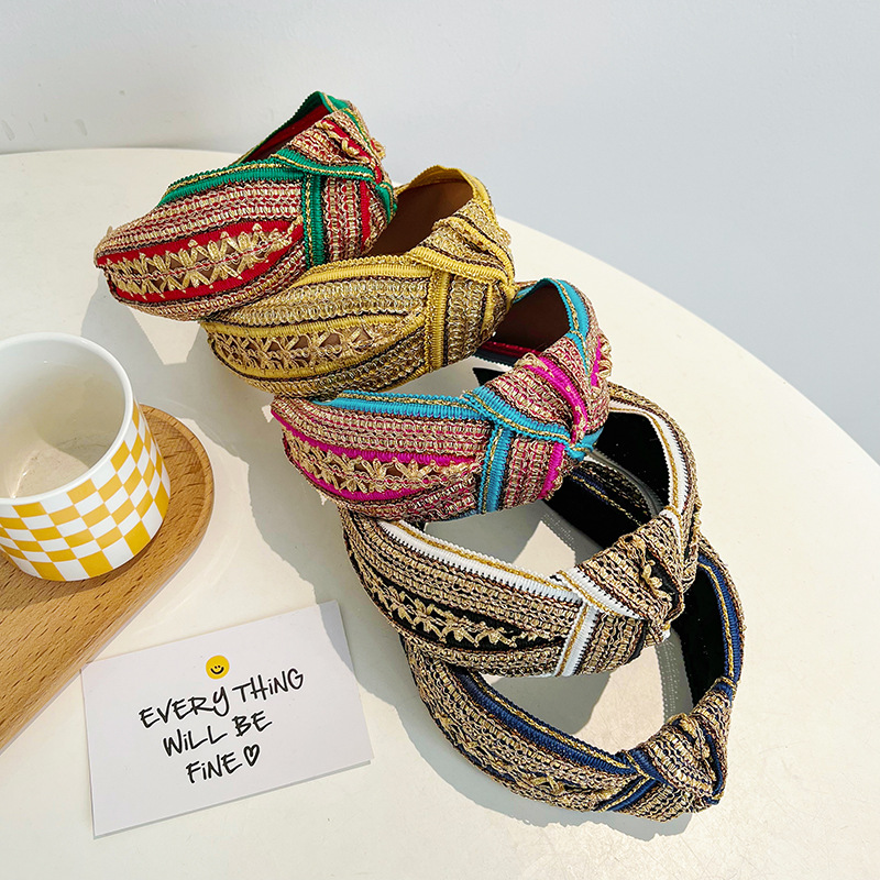Vintage Fashion Guild - Women Girls Vintage Bohemian Embroidery Gold