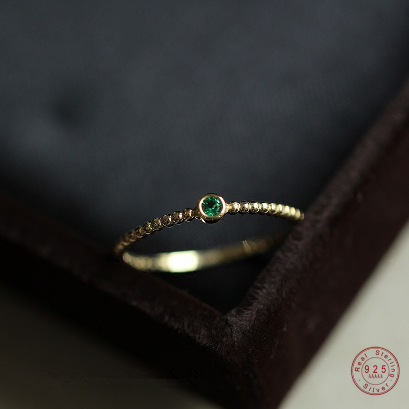 Vintage Fashion Guild - 925 Sterling Silver Vintage Emerald Ring
