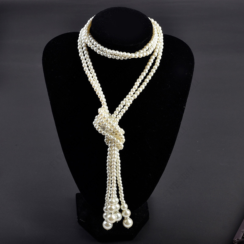 Vintage Fashion Guild - 1920s Pearls Necklace Fashion Faux Pearls