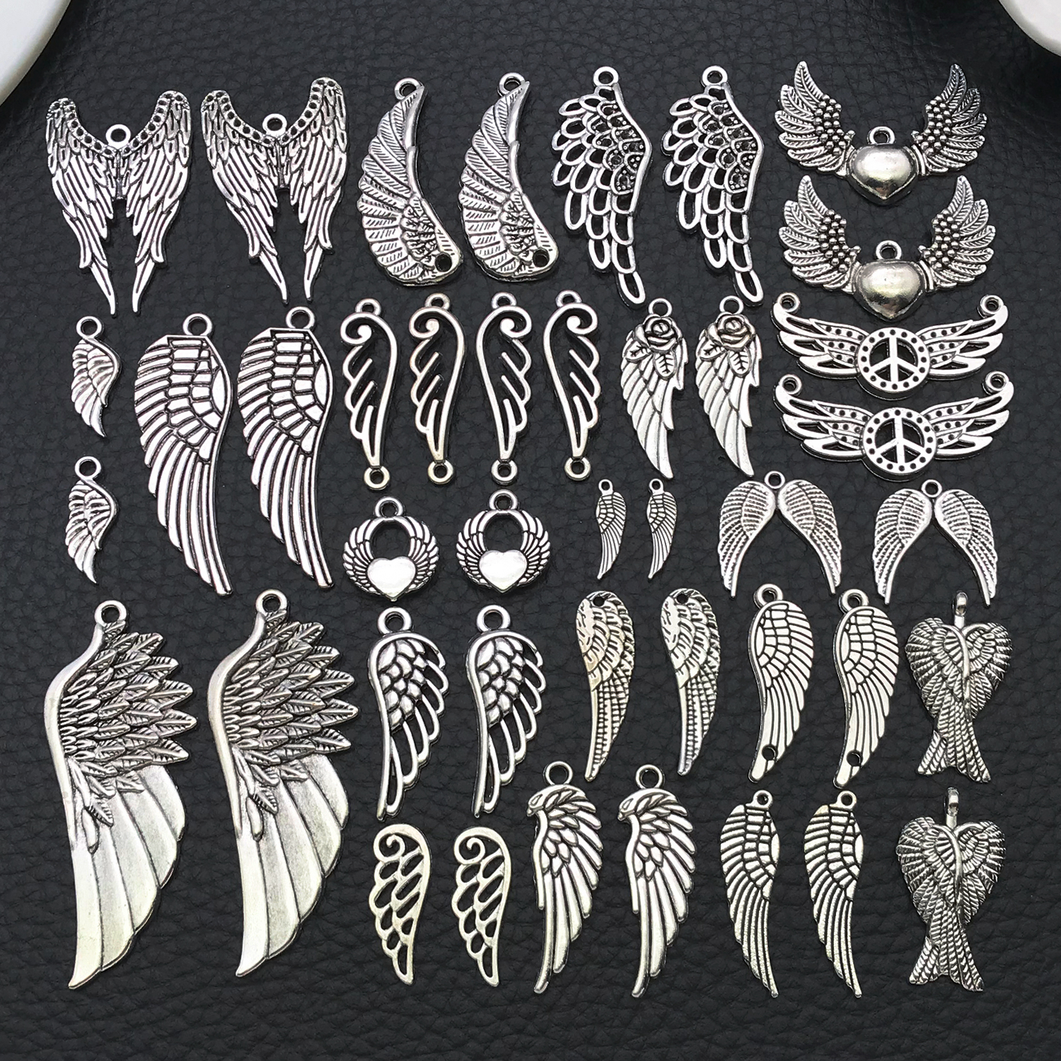 Vintage Fashion Jewelry Necklaces - Angel Wing Charms, New 22/42 Pcs