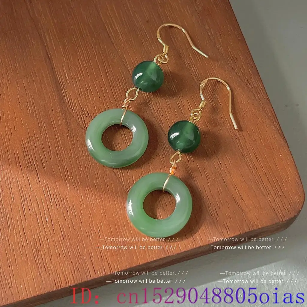 Green Real Jade Ring Earrings  - Vintage Fashion Guild recensione e prezzo