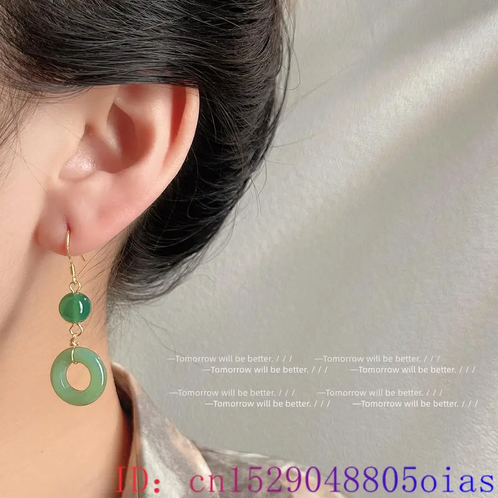 Green Real Jade Ring Earrings  - Vintage Fashion Guild recensione e prezzo