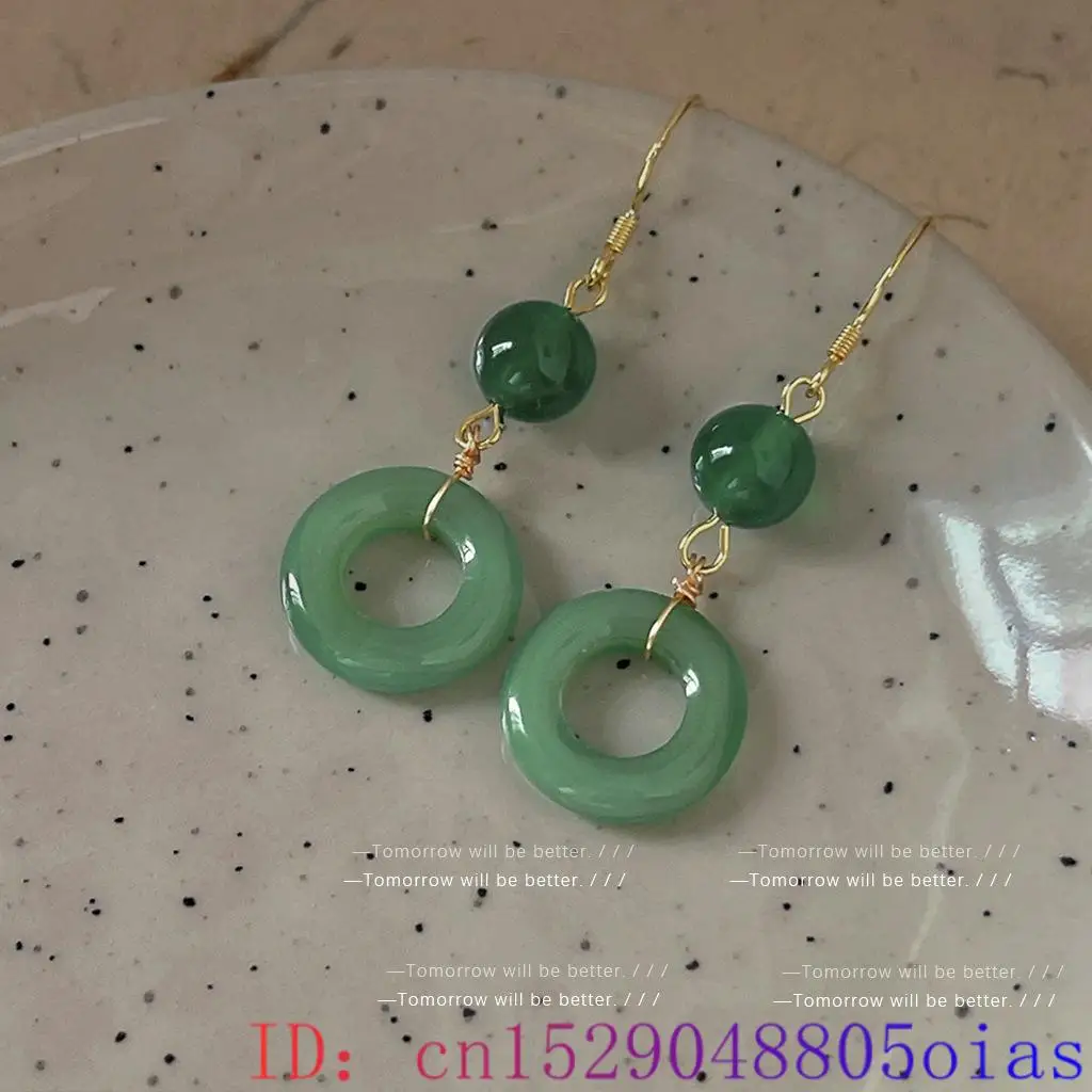 Green Real Jade Ring Earrings  - Vintage Fashion Guild recensione e prezzo