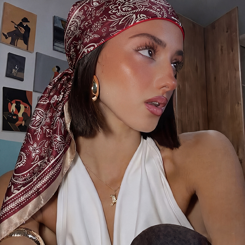 Vintage Satin Square Scarf Wom - Vintage Fashion Hijab recensione e prezzo