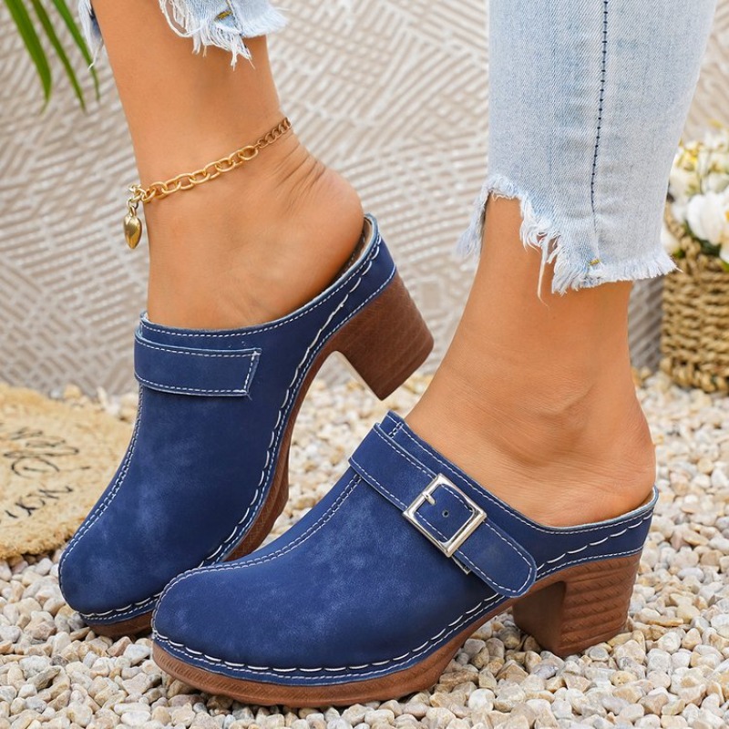 Women's Slip-On Mules Block He - Vintage Fashion Aesthetic recensione e prezzo