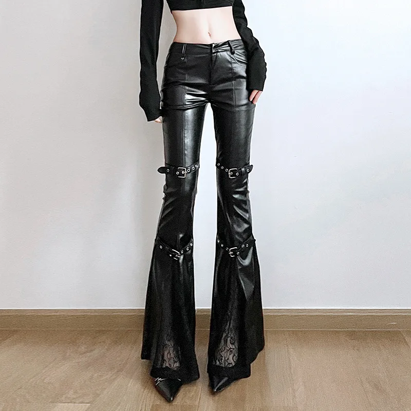 Women's PU Leather Flare Pants - Vintage Fashion Aesthetic recensione e prezzo