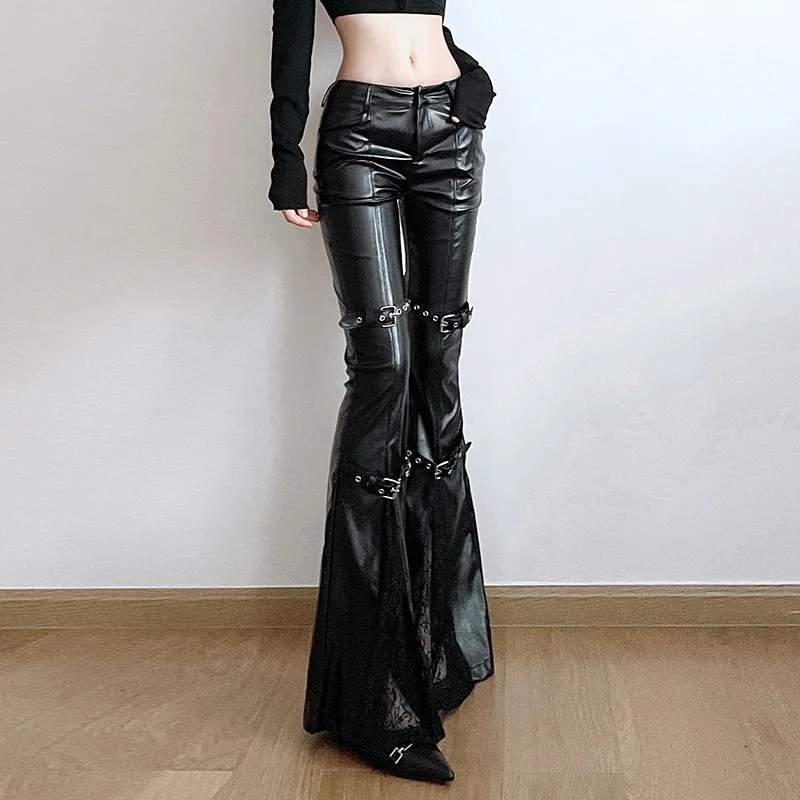 Women's PU Leather Flare Pants - Vintage Fashion Aesthetic recensione e prezzo