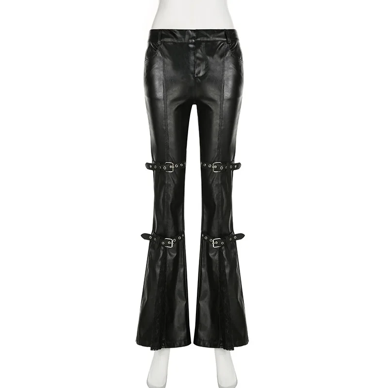 Women's PU Leather Flare Pants - Vintage Fashion Aesthetic recensione e prezzo